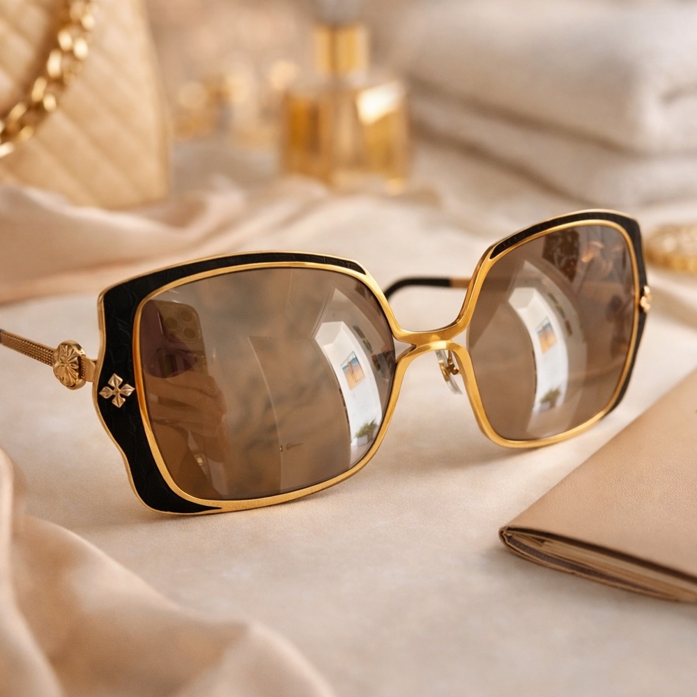 SHAMBALLA Black and Rose Gold Sunglasses